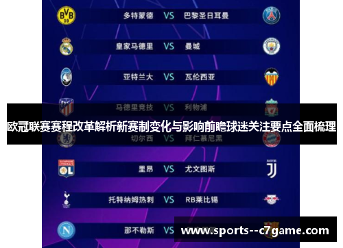 欧冠联赛赛程改革解析新赛制变化与影响前瞻球迷关注要点全面梳理